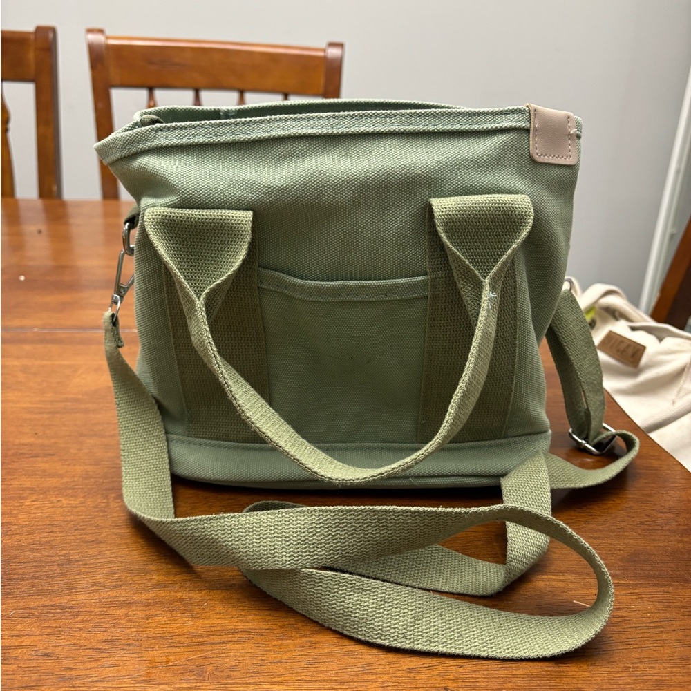 Sage Green Canvas Crossbody Bag